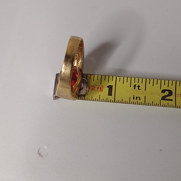 Gold Tone And Red Stone Ring Size 10.25 - Picture 8 of 9
